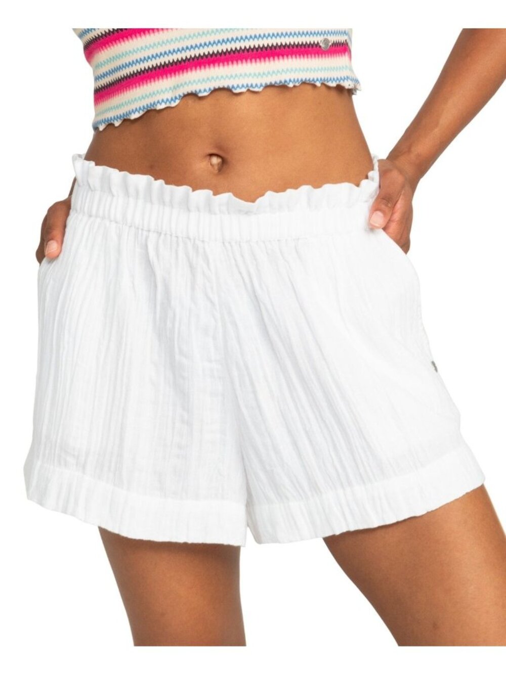 Roxy Womens What a Vibe Relaxed Beach Shorts Snow White Size M NWT